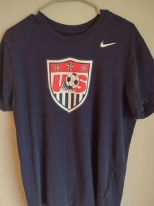 Nike USMNT US Mens Soccer Team Logo Crest Navy Blue Slim Fit T-Shirt - XLarge